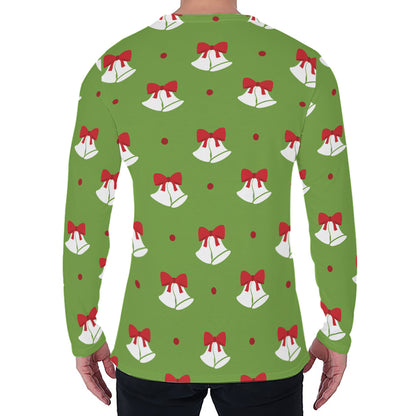 Merry Christmas Bells Pattern Print Men's Long Sleeve T-Shirt