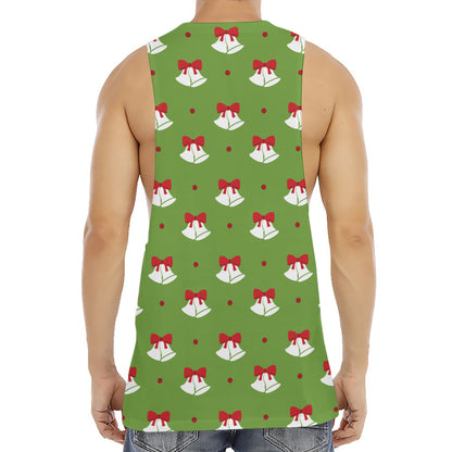 Merry Christmas Bells Pattern Print Men's Muscle Tank Top