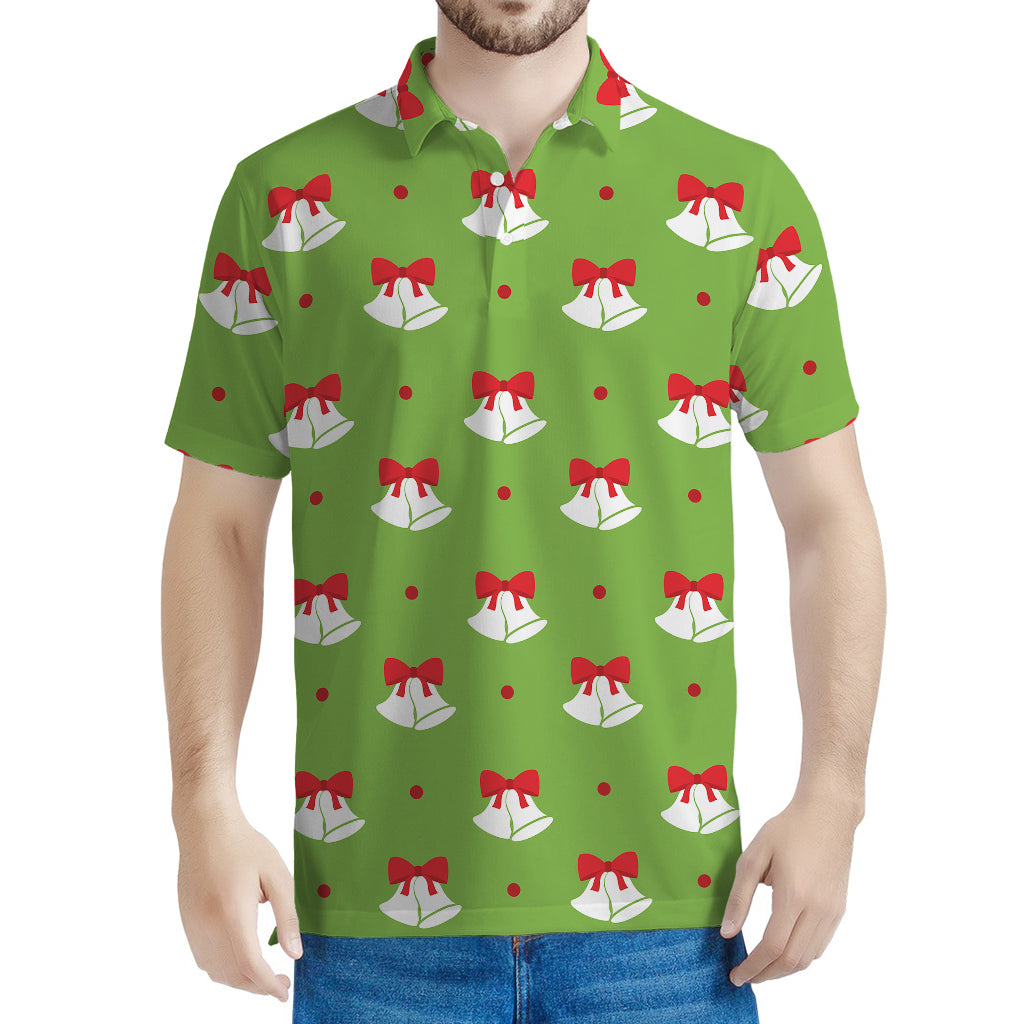 Merry Christmas Bells Pattern Print Men's Polo Shirt