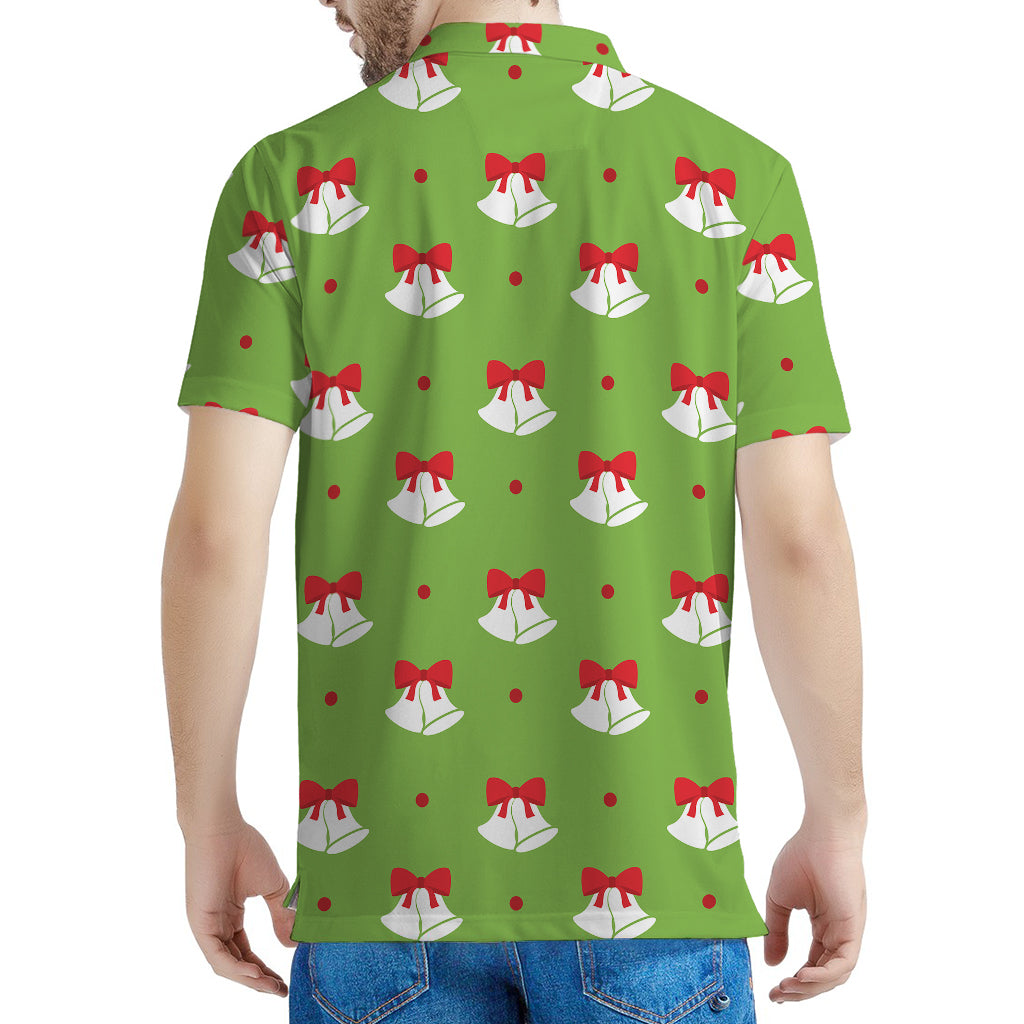 Merry Christmas Bells Pattern Print Men's Polo Shirt