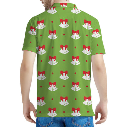 Merry Christmas Bells Pattern Print Men's Polo Shirt