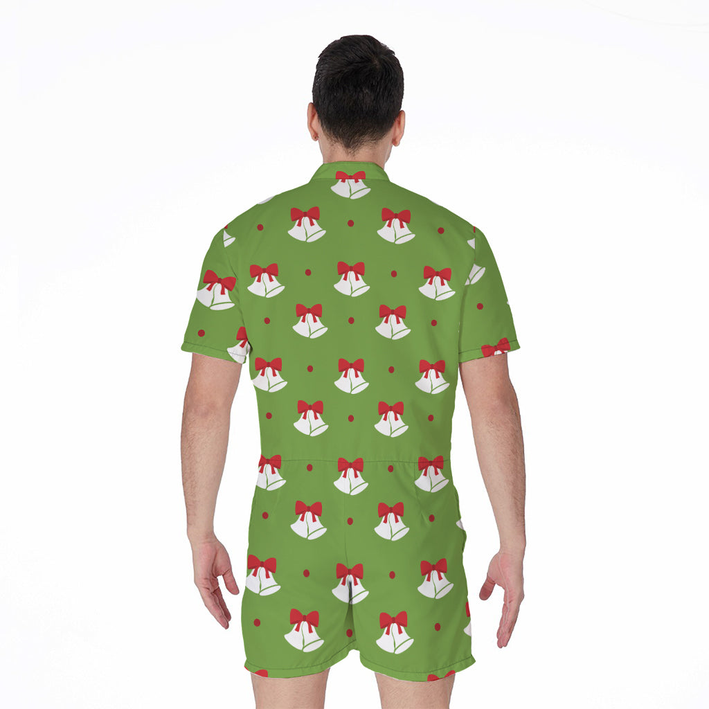Merry Christmas Bells Pattern Print Men's Rompers