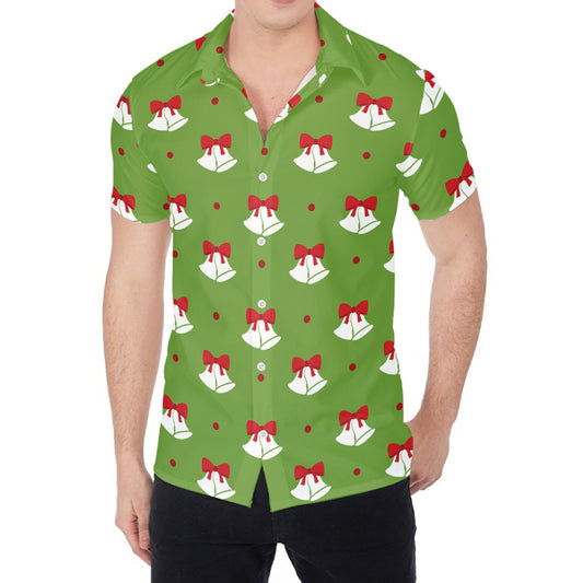Merry Christmas Bells Pattern Print Men's Shirt