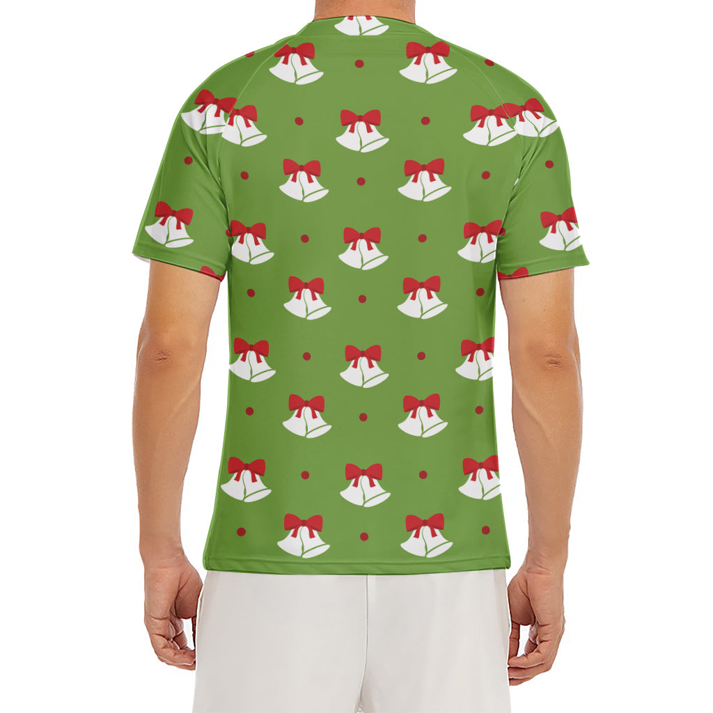 Merry Christmas Bells Pattern Print Men's Short Sleeve Rash Guard