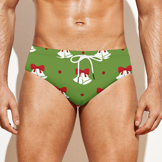 Merry Christmas Bells Pattern Print Men's Swim Briefs