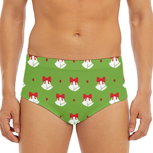 Merry Christmas Bells Pattern Print Men's Triangle Swim Briefs