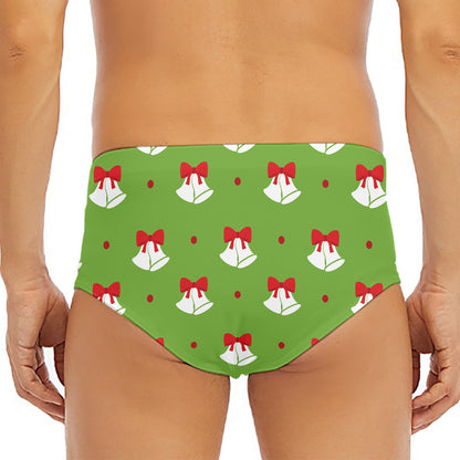 Merry Christmas Bells Pattern Print Men's Triangle Swim Briefs