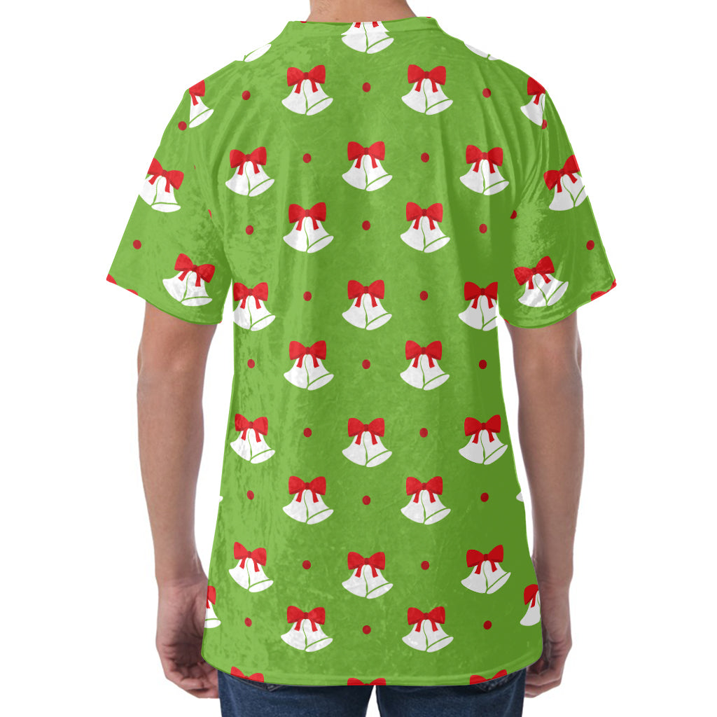 Merry Christmas Bells Pattern Print Men's Velvet T-Shirt