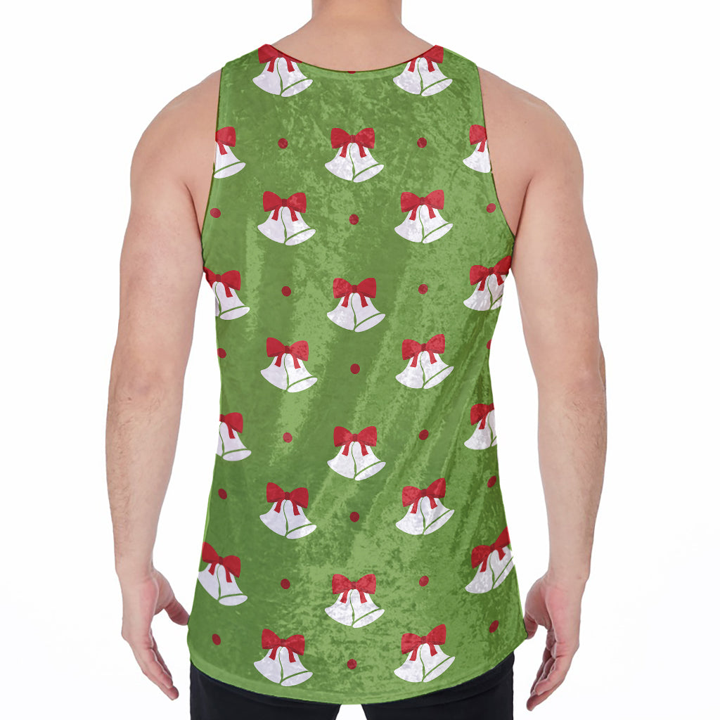 Merry Christmas Bells Pattern Print Men's Velvet Tank Top