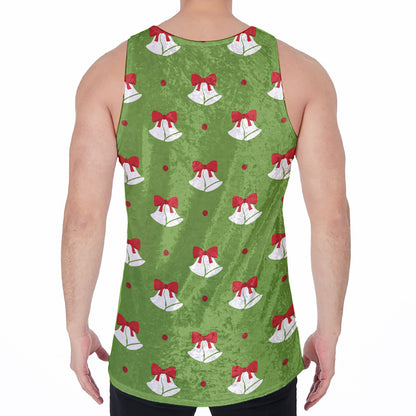 Merry Christmas Bells Pattern Print Men's Velvet Tank Top