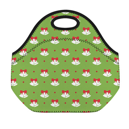 Merry Christmas Bells Pattern Print Neoprene Lunch Bag