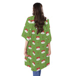 Merry Christmas Bells Pattern Print Open Front Beach Cover Up