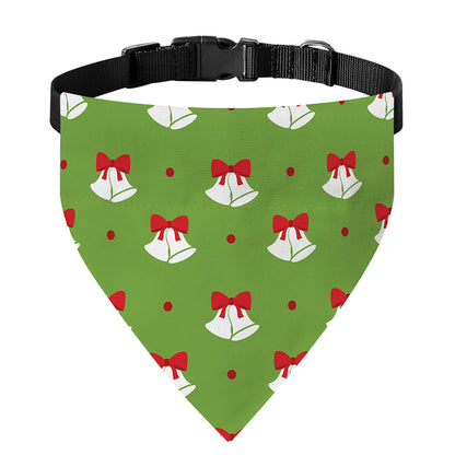 Merry Christmas Bells Pattern Print Over The Collar Dog Bandana