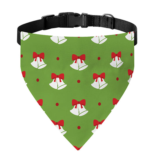 Merry Christmas Bells Pattern Print Over The Collar Dog Bandana
