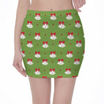 Merry Christmas Bells Pattern Print Pencil Mini Skirt