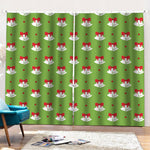 Merry Christmas Bells Pattern Print Pencil Pleat Curtains