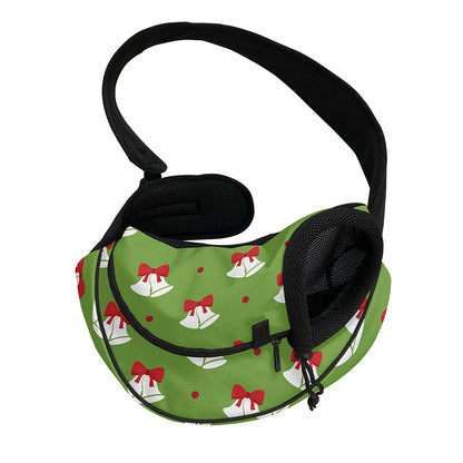 Merry Christmas Bells Pattern Print Pet Sling Carrier