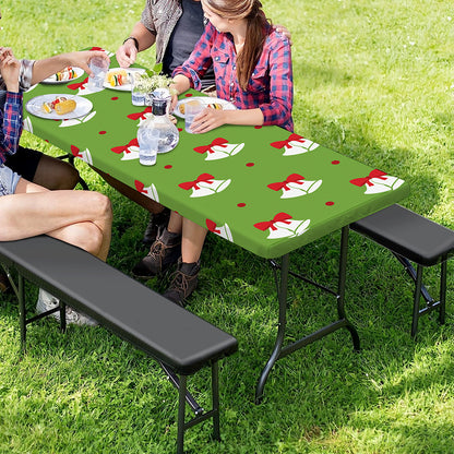 Merry Christmas Bells Pattern Print Picnic Table Cover
