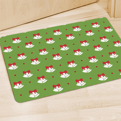 Merry Christmas Bells Pattern Print Polyester Doormat