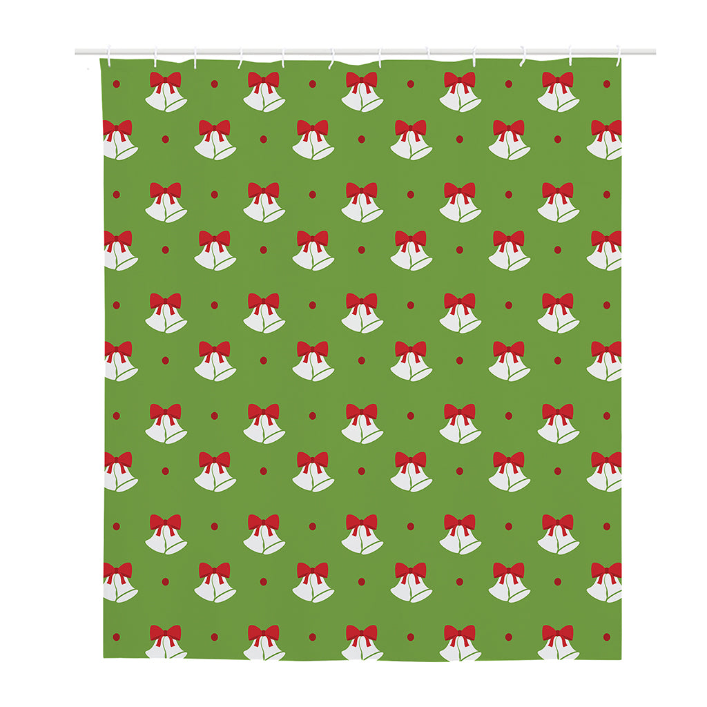 Merry Christmas Bells Pattern Print Polyester Shower Curtain