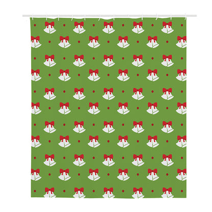 Merry Christmas Bells Pattern Print Polyester Shower Curtain