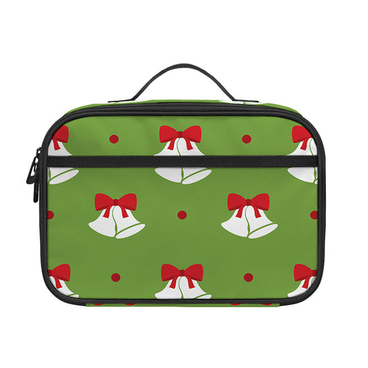 Merry Christmas Bells Pattern Print Portable Lunch Bag