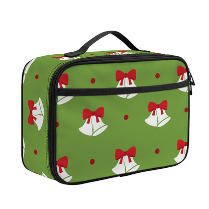 Merry Christmas Bells Pattern Print Portable Lunch Bag