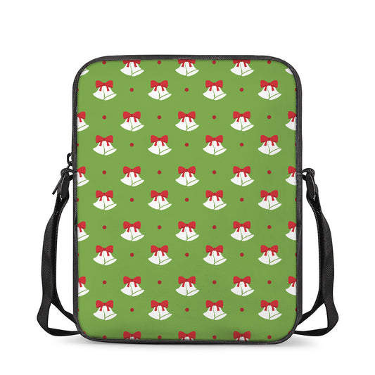 Merry Christmas Bells Pattern Print Rectangular Crossbody Bag