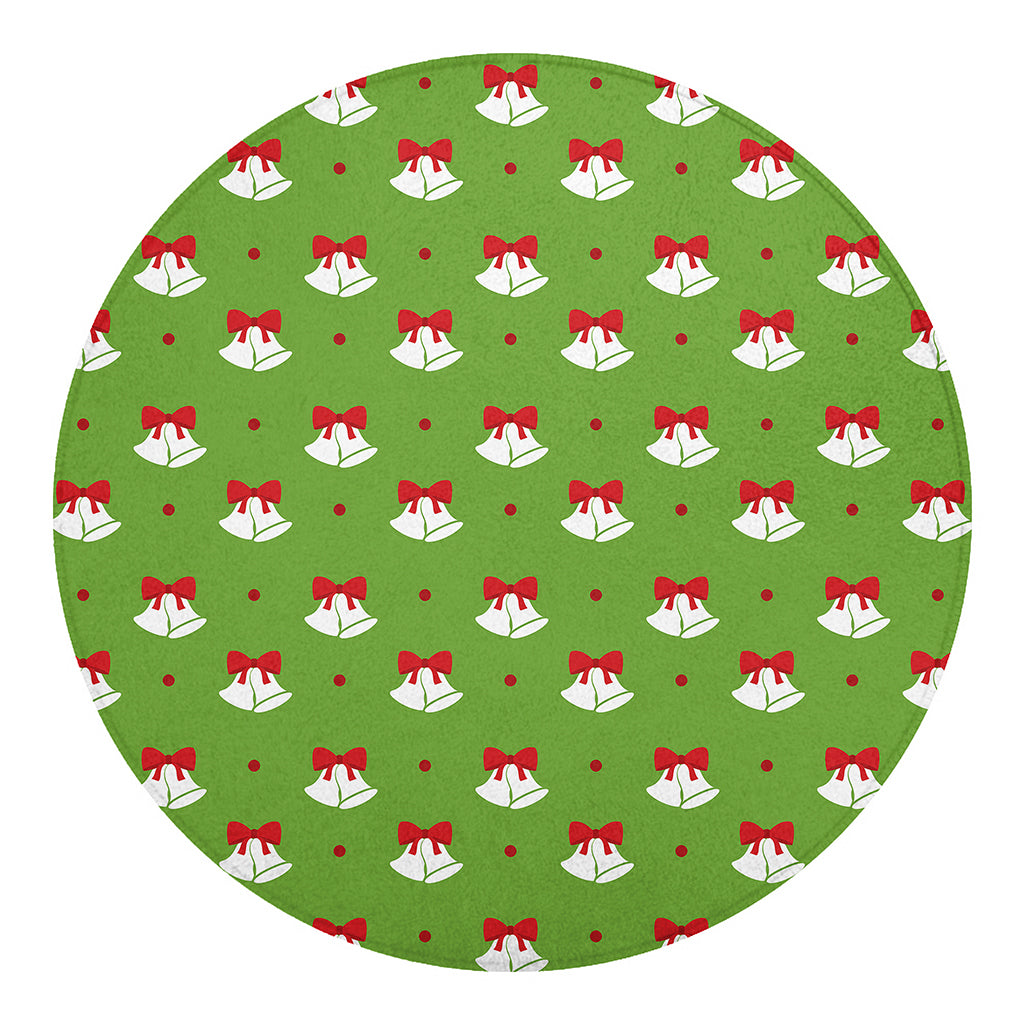Merry Christmas Bells Pattern Print Round Blanket