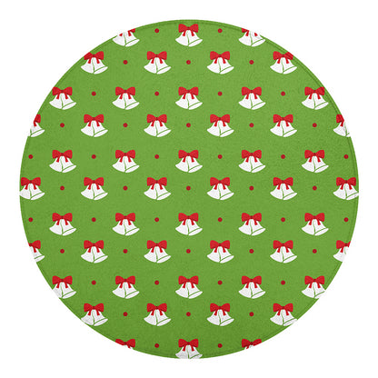 Merry Christmas Bells Pattern Print Round Blanket