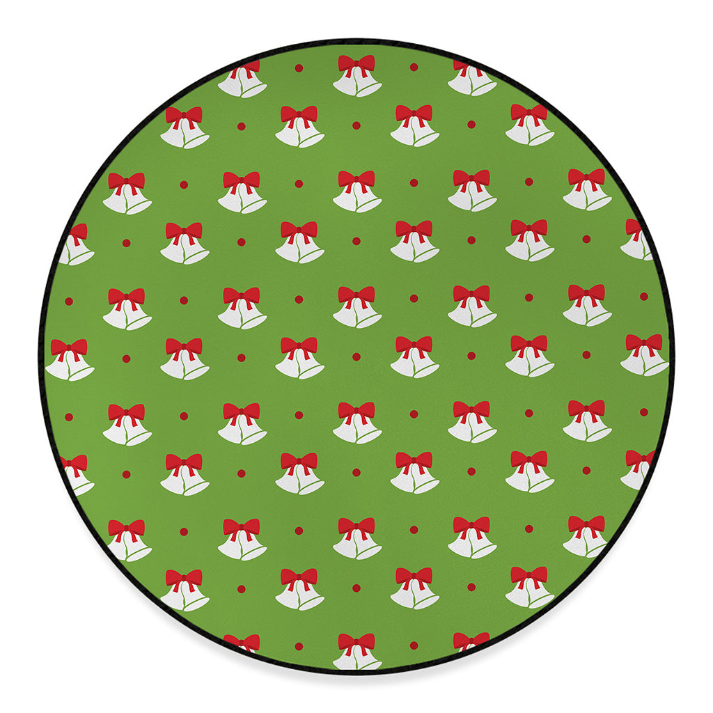 Merry Christmas Bells Pattern Print Round Floor Mat