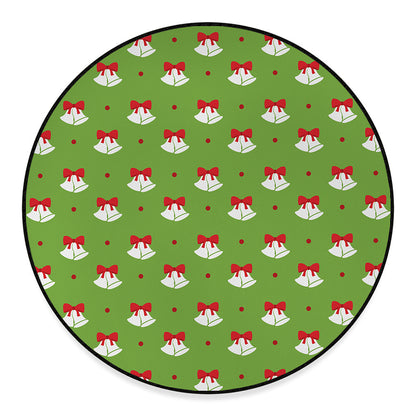 Merry Christmas Bells Pattern Print Round Floor Mat