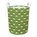 Merry Christmas Bells Pattern Print Round Laundry Basket