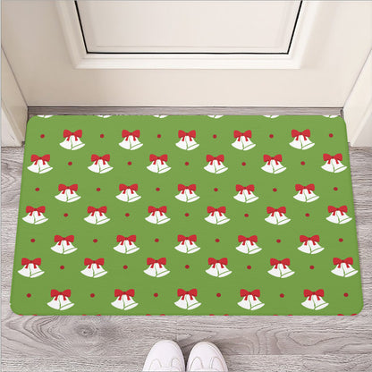 Merry Christmas Bells Pattern Print Rubber Doormat