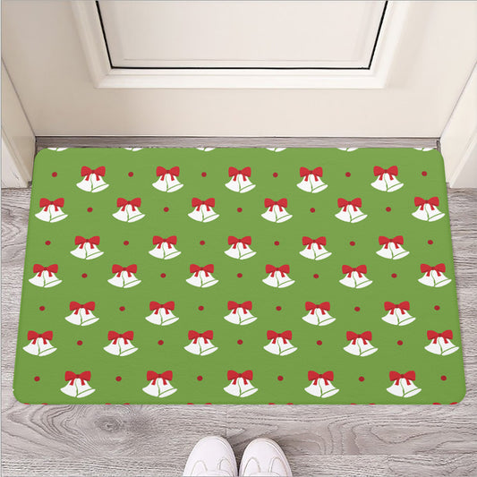 Merry Christmas Bells Pattern Print Rubber Doormat