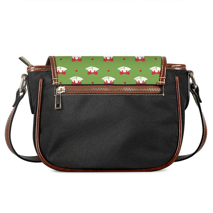 Merry Christmas Bells Pattern Print Saddle Bag
