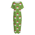 Merry Christmas Bells Pattern Print Short Sleeve Long Nightdress