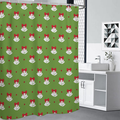 Merry Christmas Bells Pattern Print Shower Curtain