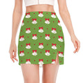 Merry Christmas Bells Pattern Print Side Slit Mini Skirt