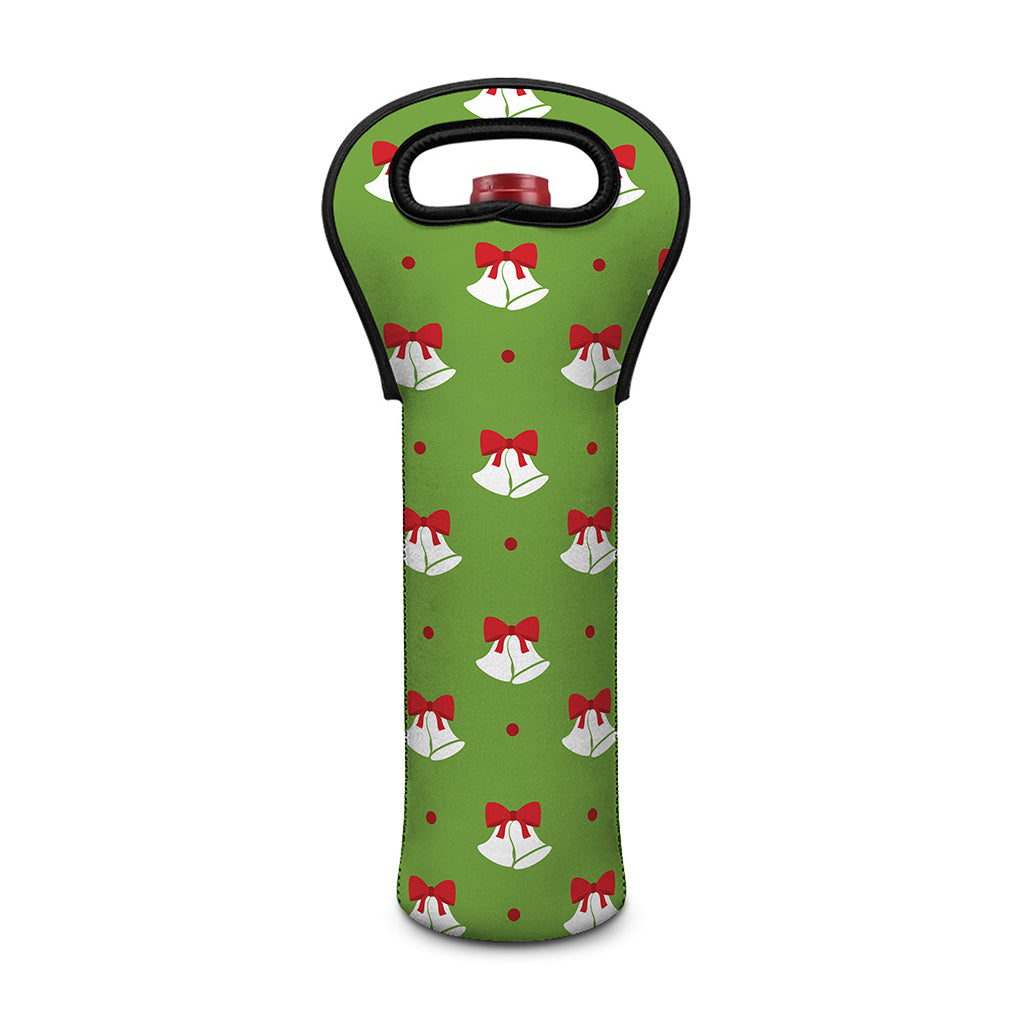 Merry Christmas Bells Pattern Print Single Neoprene Wine Tote