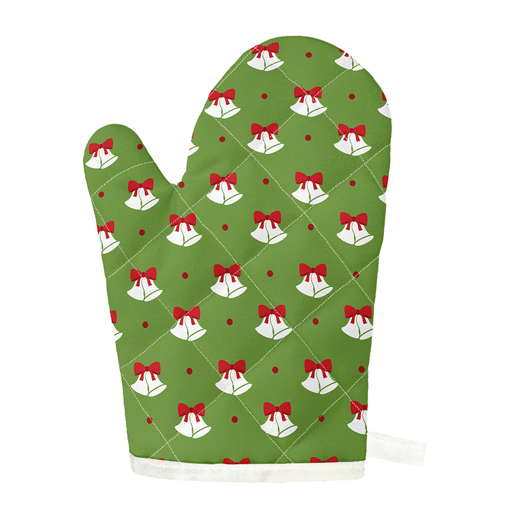 Merry Christmas Bells Pattern Print Single Oven Mitt
