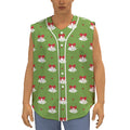 Merry Christmas Bells Pattern Print Sleeveless Baseball Jersey
