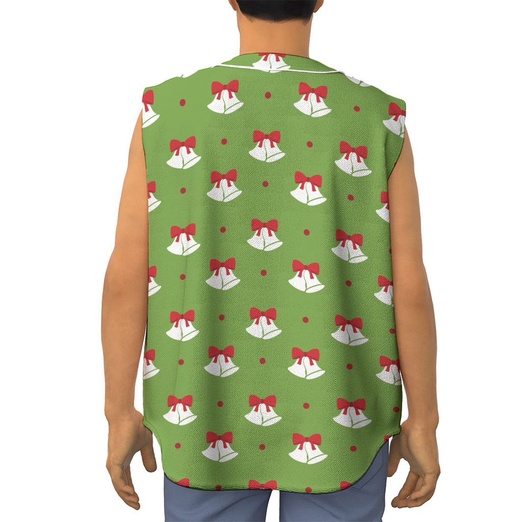 Merry Christmas Bells Pattern Print Sleeveless Baseball Jersey