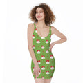 Merry Christmas Bells Pattern Print Sleeveless Bodycon Dress