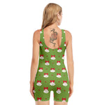 Merry Christmas Bells Pattern Print Sleeveless One Piece Swimsuit