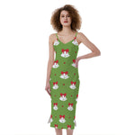 Merry Christmas Bells Pattern Print Slim Fit Midi Cami Dress