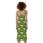 Merry Christmas Bells Pattern Print Slim Fit Midi Cami Dress