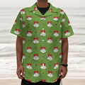 Merry Christmas Bells Pattern Print Textured Short Sleeve Shirt