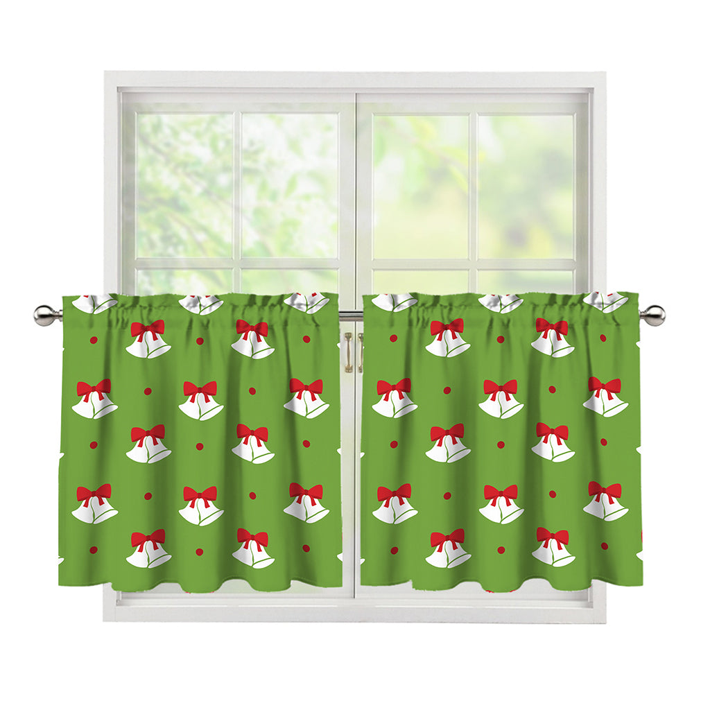 Merry Christmas Bells Pattern Print Tier Curtains