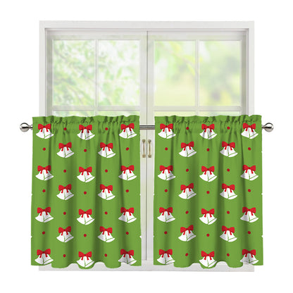 Merry Christmas Bells Pattern Print Tier Curtains